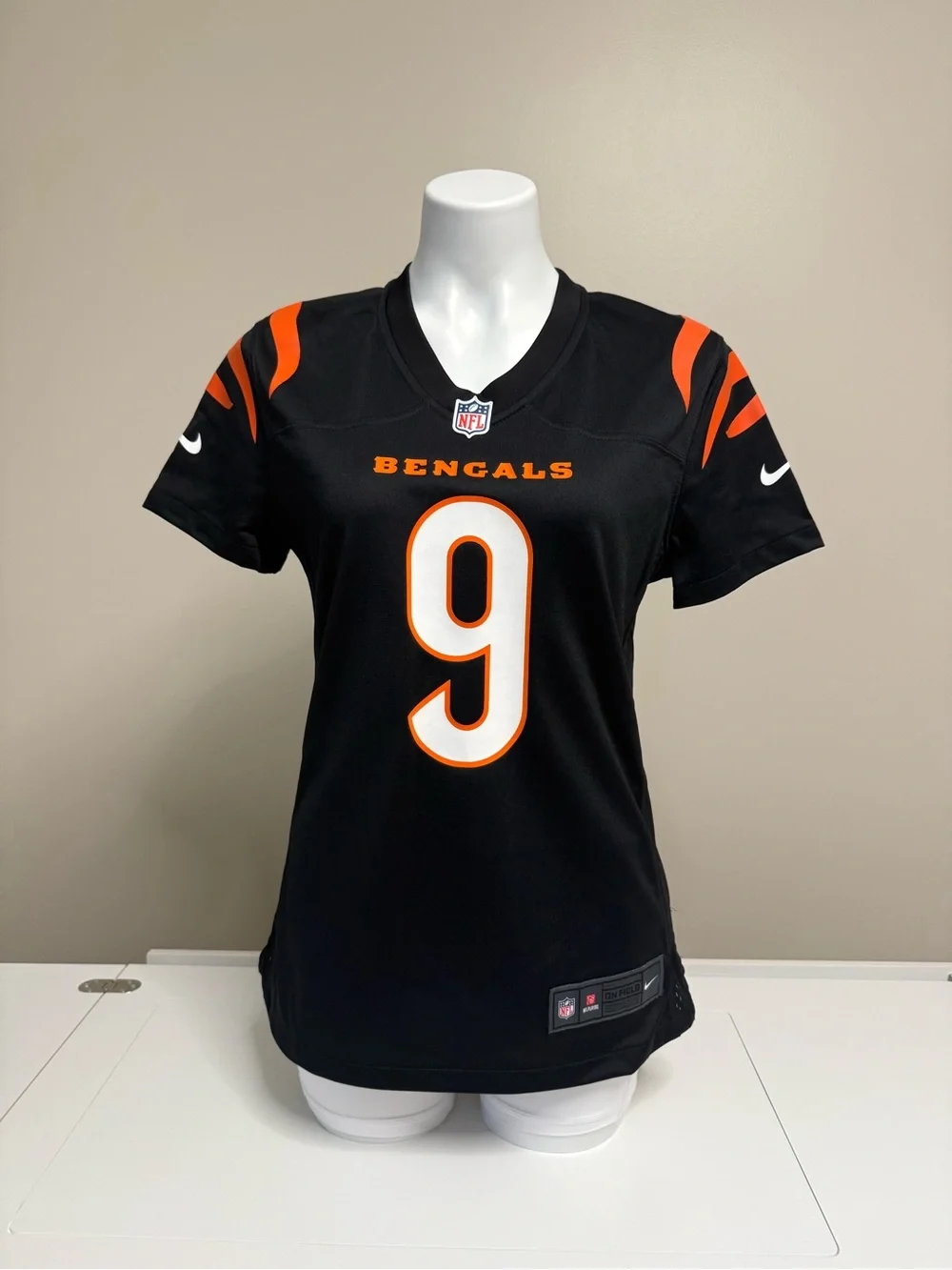 Nike Women's Bengals #9 Black and Orange Jersey